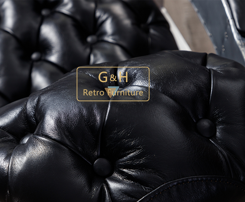 Retro BLack Leather Aviator Chair