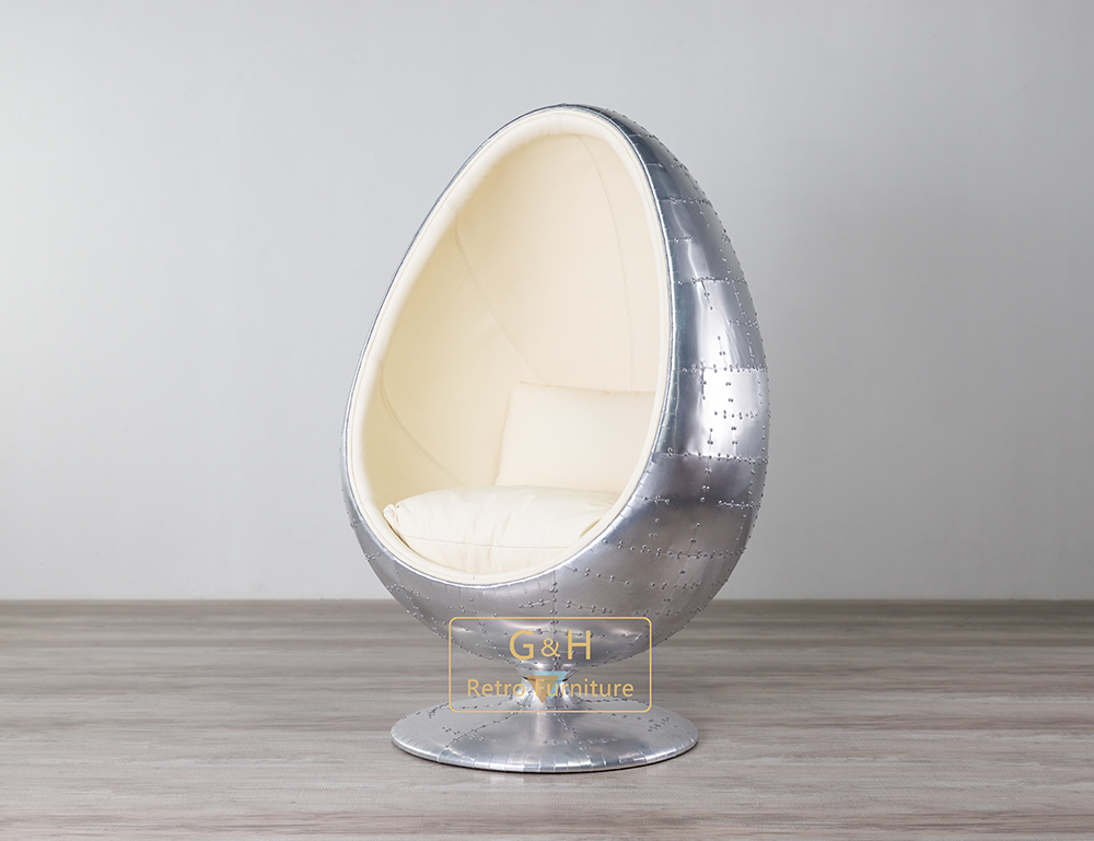 Retro Industrial Leather Egg Chair